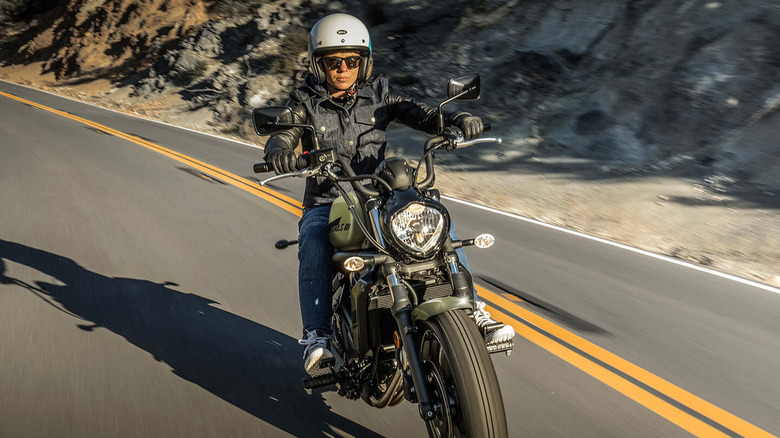 Person riding a Kawasaki Vulcan S