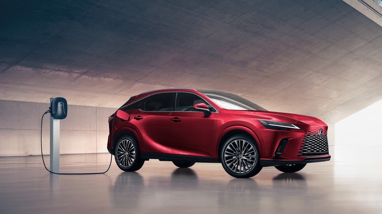 2024 Lexus RX Plug-In Hybrid plugged in for charging