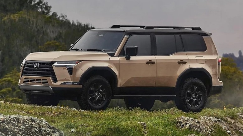 2025 Lexus GX on the grass with mountains in the background