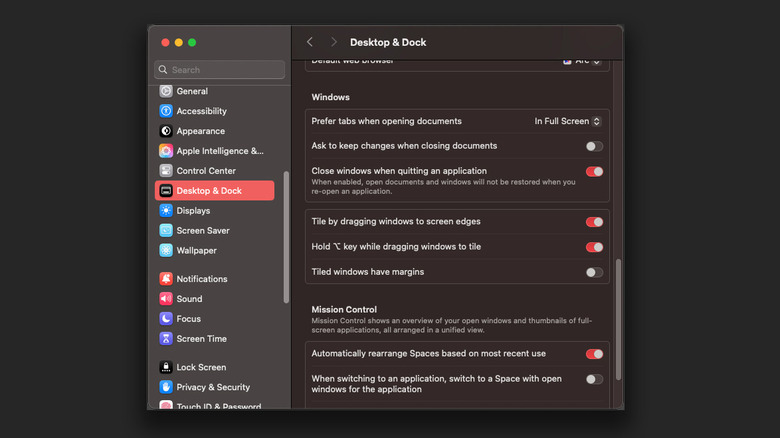 MacOS window snapping settings