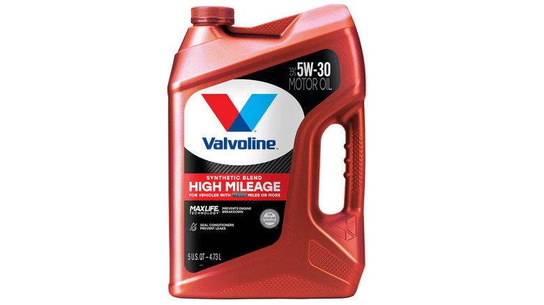 A bottle of Valvoline high mileage with MaxLife