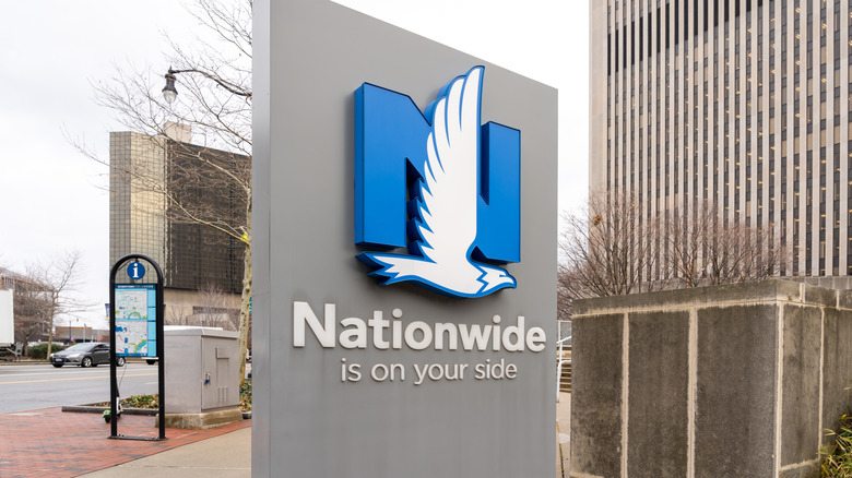 The outside of the Nationwide Insurance building with its logo