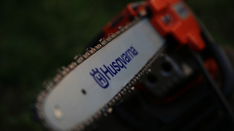 a Husqvarna chainsaw facing camera