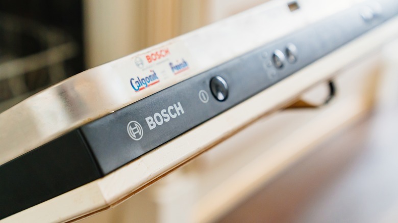 closeup of Bosch dishwasher control panel