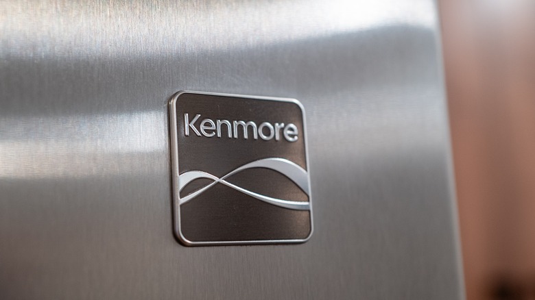 a closeup of Kenmore logo on appliance