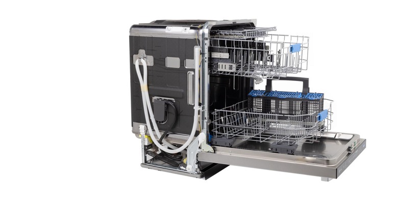 A GE dishwasher side view