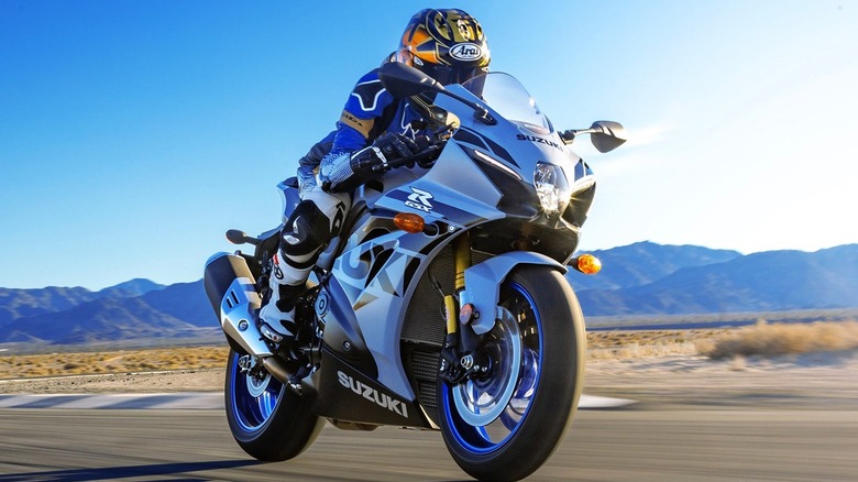 Person on a Suzuki sportbike