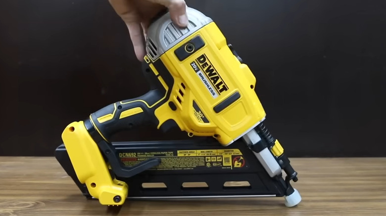 Dewalt nailer on table