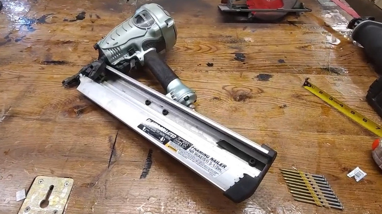 Metabo HPT framing nailer on table