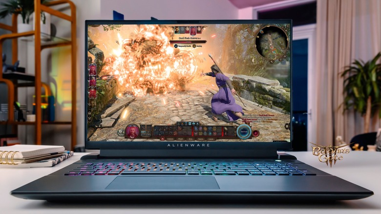 alienware m18 r2 gaming laptop baldur's gate 3 mockup