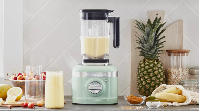 KitchenAid blender on a counter