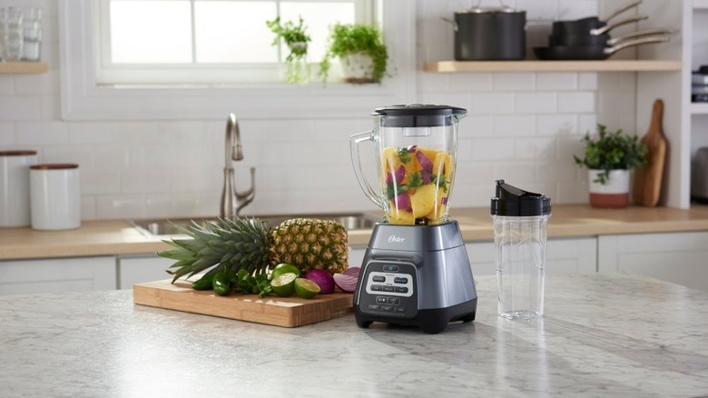 Oster blender on a counter