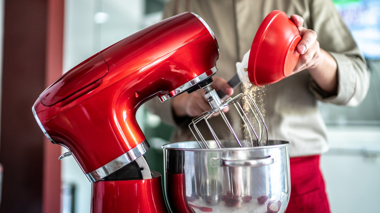 a KitchenAid mixer in use