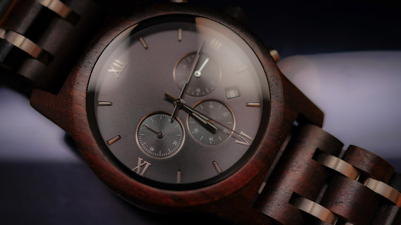   Baume & Mercier brown watch closeup