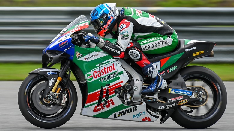 A Castrol-sponsored motorcycle