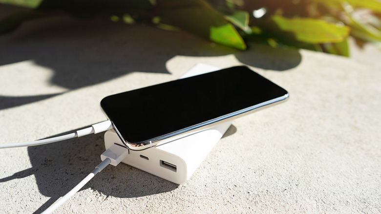 A power bank and smartphone