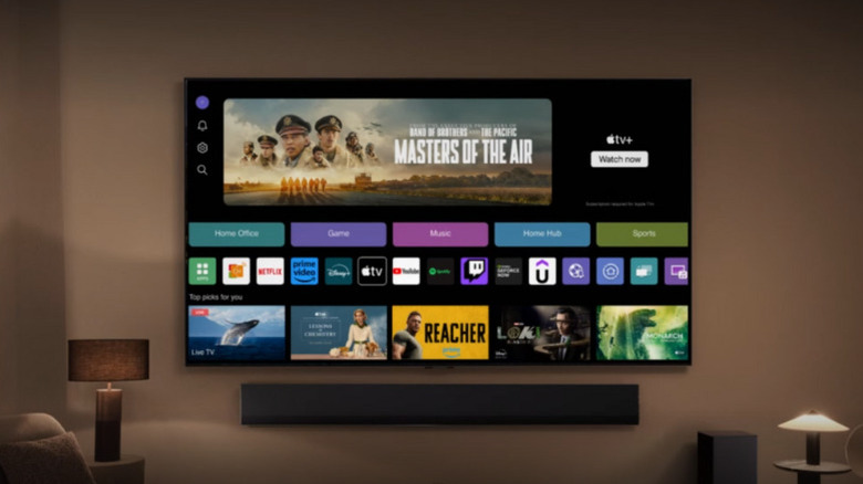 LG webOS TV on wall