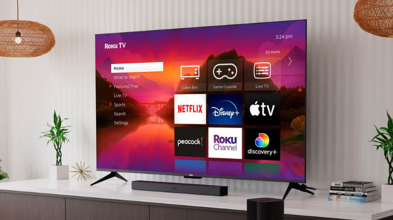 Roku TV on display in home