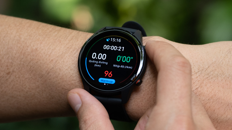 Xiaomi Mi Watch displaying fitness data