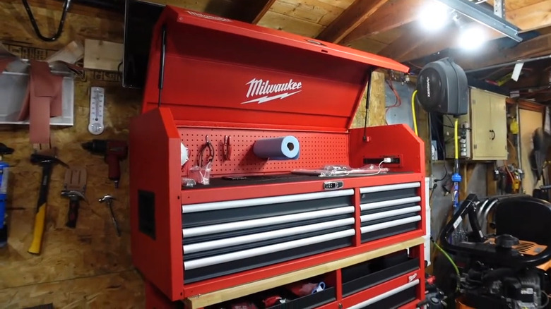 Milwaukee tool chest in garage