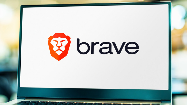 Brave logo on laptop screen