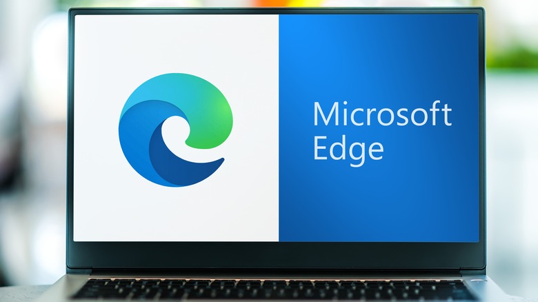 Edge logo on laptop screen