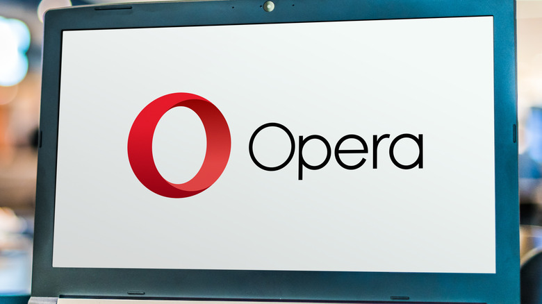 Opera logo on laptop screen