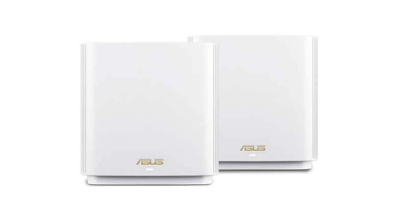 Two ASUS ZenWiFi routers on display