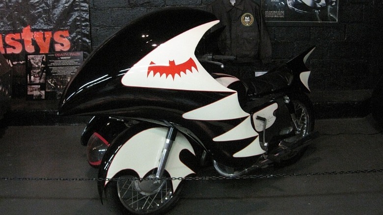 The 1966 Batcycle in a museum