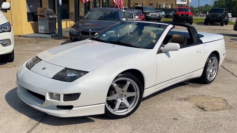 White Nissan 300ZX convertible parked