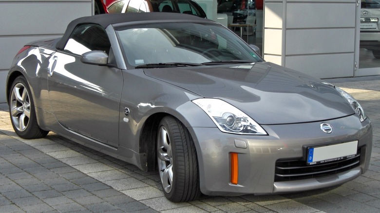 Gray Nissan 350Z Roadster with top up