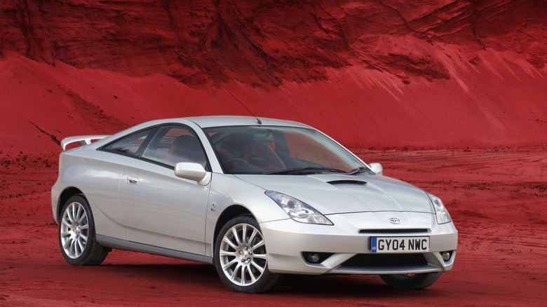 Toyota Celica on red background