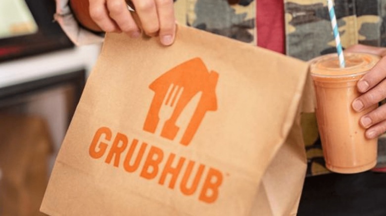 Grubhub logo on paper bag