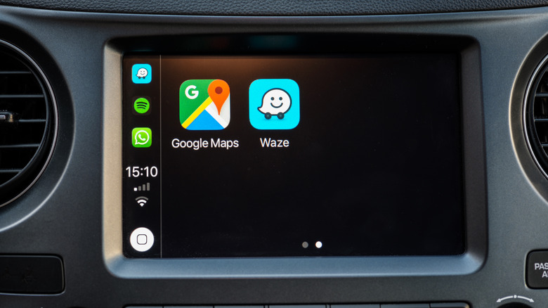 Waze on Android Auto screen