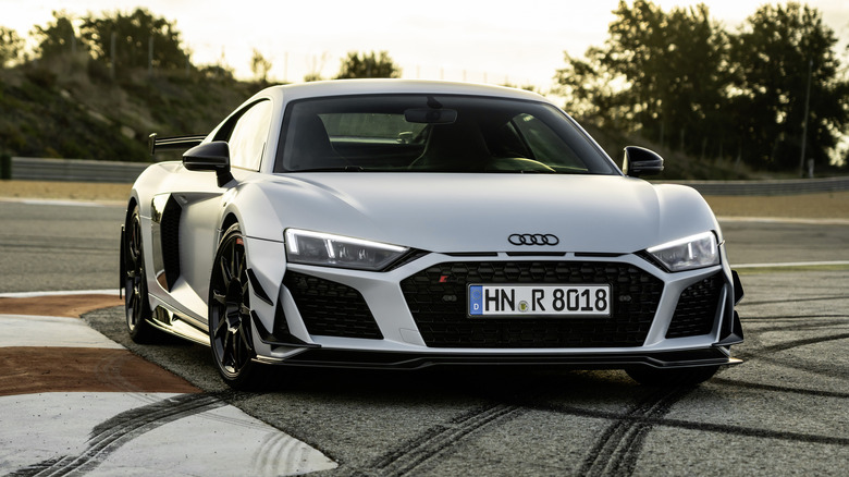 Audi R8 GT with tire tracks