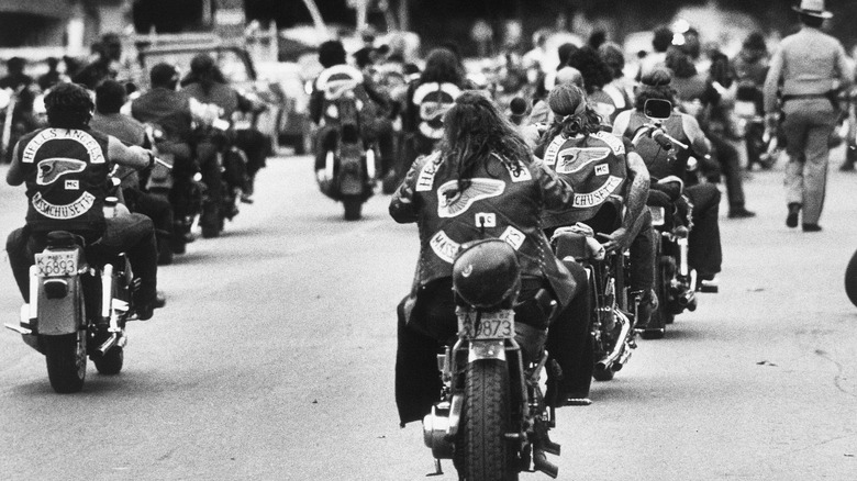 Hells Angels riders in formation