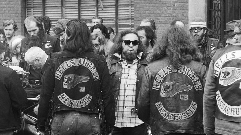 Hells Angels members meeting for a funeral