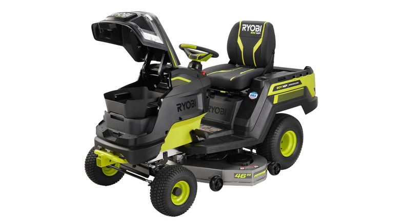 a Ryobi riding lawnmower