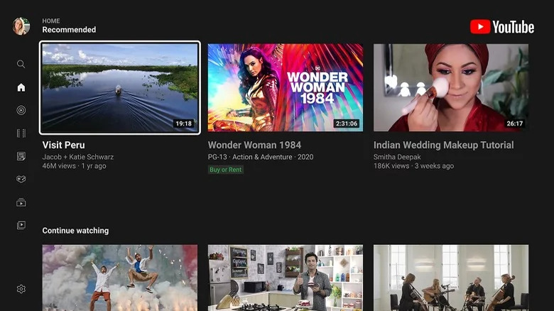 youtube homepage