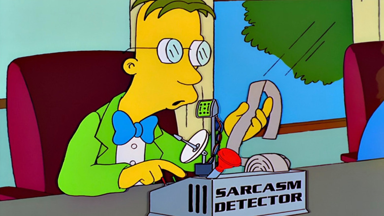 Professor Frink reading results of a sarcasm detector on The Simpsons