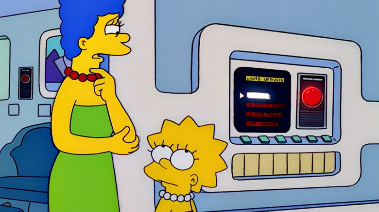 Marge talking to Lisa about their new smart home on The Simpsons