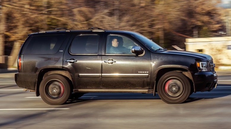 black Chevrolet Tahoe LTZ test drive suv truck