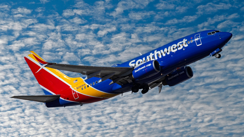 Southwest Airlines plane flying