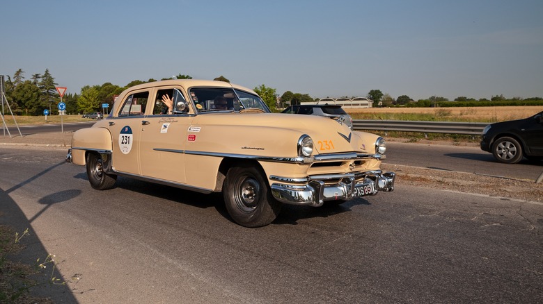 A 1952 Chrysler Saratoga on a road