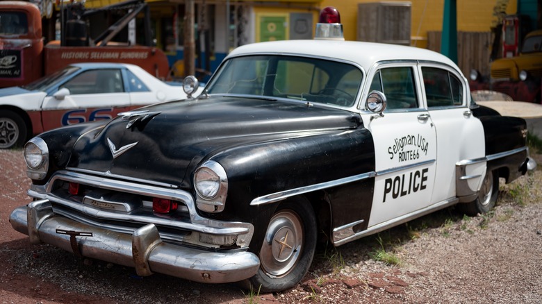 A Chrysler New Yorker outfitted to be a police car