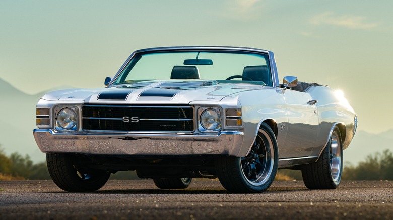 white and blue chevelle convertible