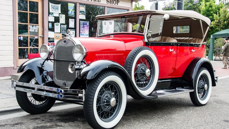 Red Model A parked on street