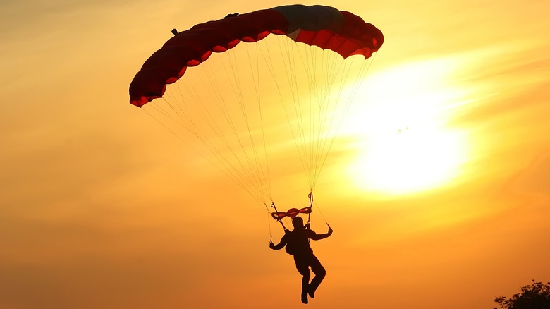 Skydiver with open parachute