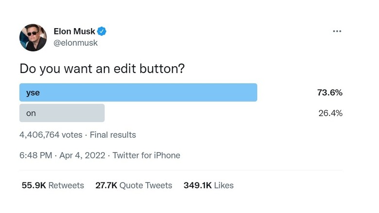 Musk's edit button poll