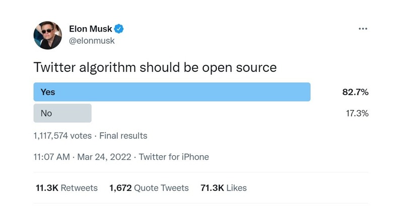 Musk's algorithm poll